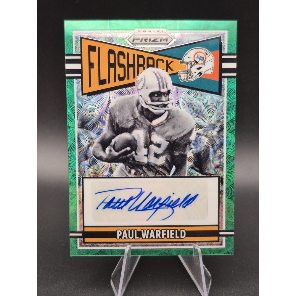 2025 Panini Prizm‎ Paul Warfield #FLA-PWD Flashback Auto Green Scope Prizm /75